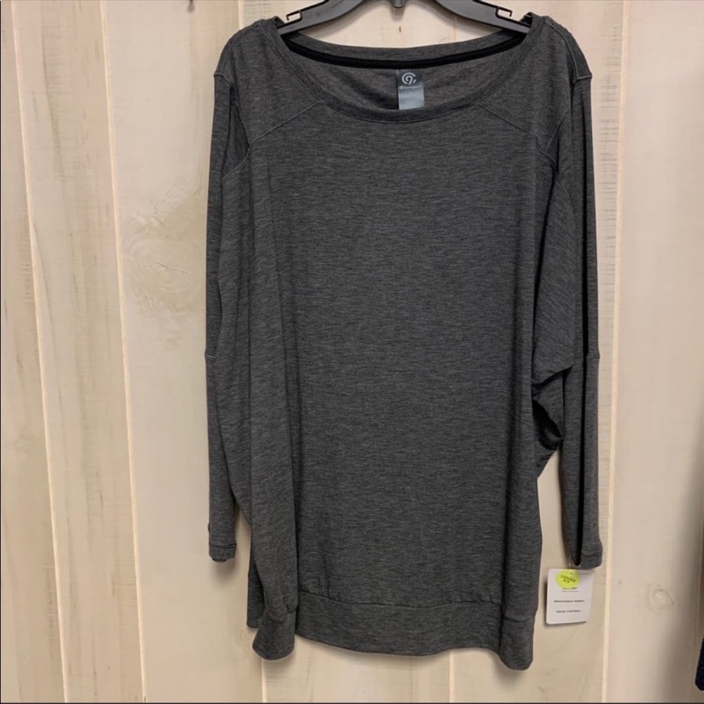 Champion Size Large Grey Activewear 3/4 Sleeve Open Back Top